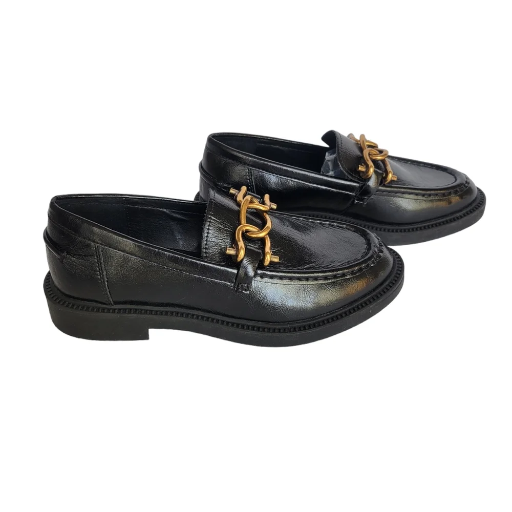 Steve Madden Karmine Black Leather Slip-On Loafers Size 7.5 - Picture 5 of 8